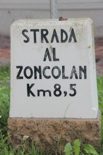 Signage on the road leading to the Monte Zoncolan 